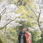 桜の中でフォト婚前撮り